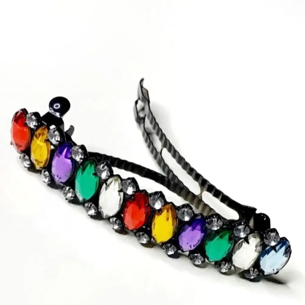True Vintage Babely 1970’s Funky Rainbow Flower Power 3 Piece Hair Clip Bundle
